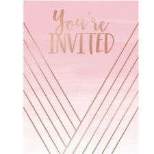 Rose and Gold All Day Post Card Foil Stamped Invitations Wedding Birthday Invite