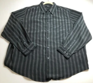George Button Up Shirt Men's 2XL XXL Black Gray Striped Pocket Long Sleeves Work - Picture 1 of 7