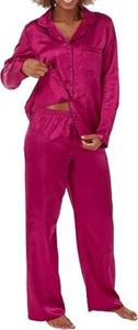 Indigo Sky Ladies Pink Long Sleeve Button Satin Pyjama Set UK Sizes 18/20 26 - Picture 1 of 4