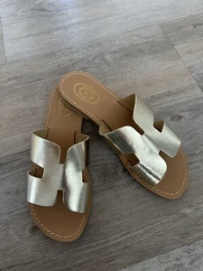 Sandalen Pantoletten gold 37 Made in Italy - Bild 1 von 5