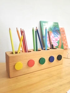 Stiftehalter Holz Montessori Stiftebox klein bunt Geschenk Kinder Geburtstag - Bild 1 von 4