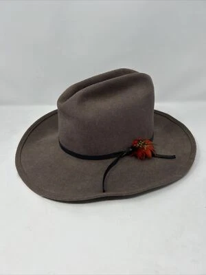 Sombrero de Vaquero Vintage Ranch Western Wear 100% Lana Talla 7 Pluma EE. UU. Foto 1 de 4