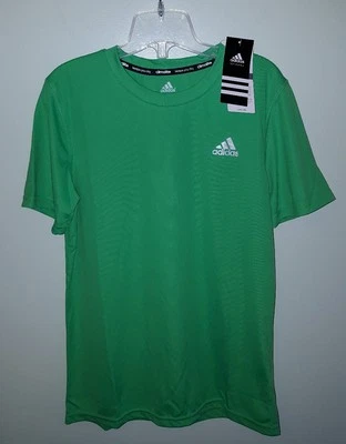 Adidas Boys 10-12 14-16 18 Short Sleeve Climalite Shirt SOLAR GREEN Tee #32717 - Image 1 of 4