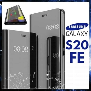 COVER FLIP PER SAMSUNG GALAXY S20 FE CUSTODIA LIBRO NERA SPECCHIO CLEAR VIEW 360 - Zdjęcie 1 z 12