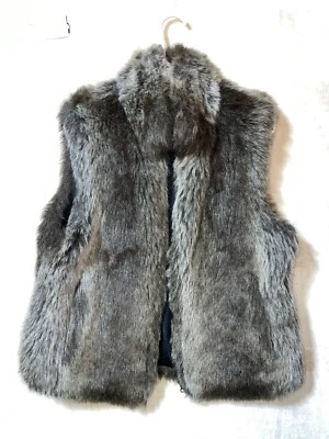 BLASSPORT Women Vintage 90s Faux Fur Reversible Full Zip Vest Jacket M Warm Soft - Image 1 of 4