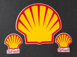 SHELL Petrol Pump Oil Gas Decals SHELL LOGO 160mm x 145mm Large & 2 smaller - Picture 1 of 1