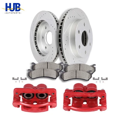 Front Brake Calipers Rotors & Ceramic Pads Drill For 03-06 Cadillac Escalade ESV Foto 1 de 4