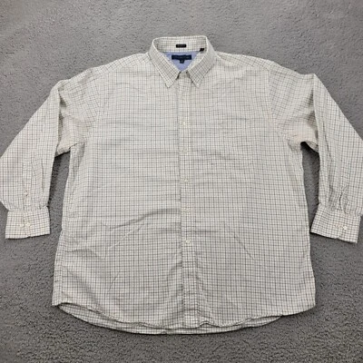 Tommy Hilfiger Shirt Mens 18 34-35 Ivory striped Regular Fit Long Sleeve - Image 1 of 4