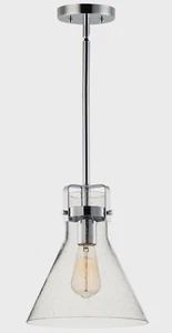 MAXIM Lighting Seafarer 10" Chrome Pendant Light Fixture w/ Seeded Glass Shade - Picture 1 of 2