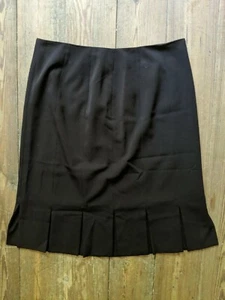 GRACE ELEMENTS Women's Dark Brown Career Wear Skirt Back Zip Kick Pleats Size 10 - Picture 1 of 10