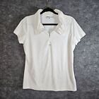 Nike Golf Polo Shirt Womens L White Drawstring Collar Short Sleeve 1/4 Zip