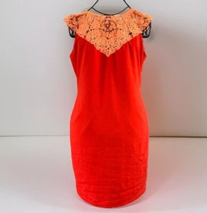 Ted Baker Womens Violina Neon Orange Lace Neck Bodycon Dress 4 UK 14 US 10 EU 40 - Picture 1 of 10