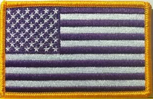 Patch ferro bandiera americana USA bordo oro versione viola e bianca - Foto 1 di 1
