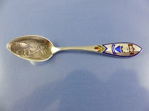 STERLING & ENAMEL SOUVENIR SPOON ST JOHN N.B. BRIDGES & FALLS. BY CARON BROS - Picture 1 of 5