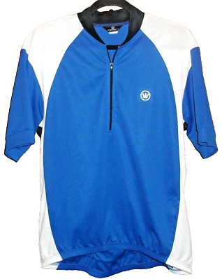 CAMISETA DE CICLISMO CANARI Azul con Borde Blanco y Negro Para Hombre XL 1/4 Cremallera Apenas Usada Foto 1 de 4
