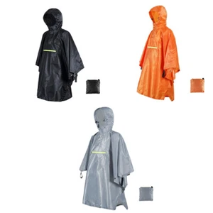 Adult Rain Poncho Waterproof Reusable Raincoat Bicycle Cover Hooded Cape Hiking - Picture 1 of 14
