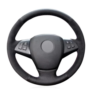 Alcantara Steering Wheel Cover Real Leather Wheel Wrap for BMW E70 X5 2008-13 - Picture 1 of 12