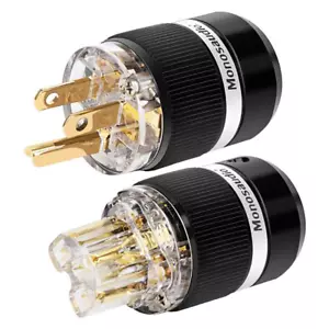 Coppia Spina di Alimentazione USA Rame Placcato Oro/Rodio Fai Da Te per Cavi Audio 6mm-18mm - Foto 1 di 9