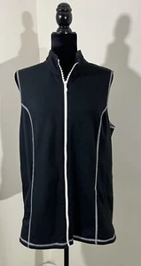 Quacker Factory Size Large Black sleeveless sweatshirt full zip rhinestones Vest - Picture 1 of 9