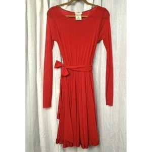 FUZZI Gaultier Red Tulle Dress Sheer Layered Long Sleeve A-Line Flare Knee Italy - Picture 1 of 13