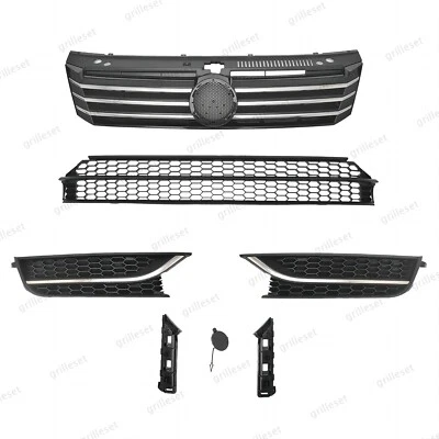 For Passat 2012-2015 Complete 7PC Chrome Grille Mesh Set with Retainer Brackets - Imagem 1 de 4