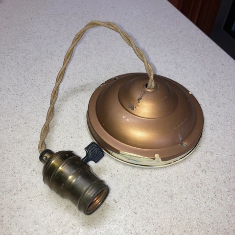 Antique YOST Light Bulb Socket Paddle Switch. Fat Boy. Hanging Pendant Cover