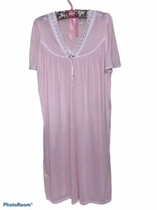 Classic Elements Sheer Nylon Nightgown Size Medium Flutter Sleeves Ribbon Lace - Picture 1 of 12