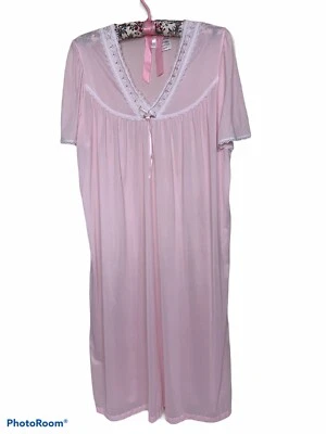 Classic Elements Sheer Nylon Nightgown Size Medium Flutter Sleeves Ribbon Lace - Image 1 of 4