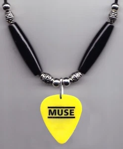Muse Matthew Bellamy Signature Yellow Guitar Pick Necklace - 2016 Drones Tour - Picture 1 of 2