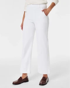 SPANX Stretch Twill Cropped Wide Leg Hose Damen XL weiß Twill Pull On 20312R - Bild 1 von 16