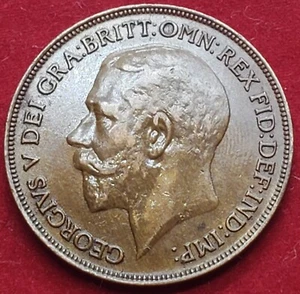 ◇MintSF◇1921-One Penny, United Kingdom, George V, Choice Unc, (BU) - Look!!!! - Picture 1 of 8