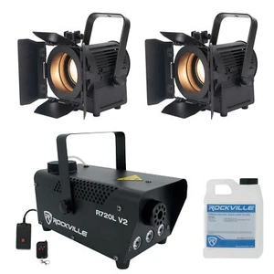 (2) American DJ ENCORE FR20 DTW 17W Dim to Warm White Fresnel Beam Lights+Fogger - Picture 1 of 12