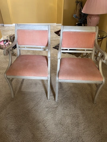 1990s Vintage Pink Upholstered Wooden Chair Set Cover