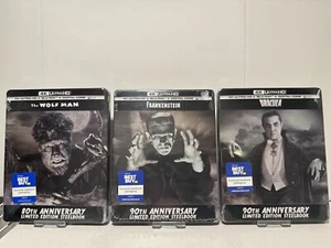 Frankenstein, The Wolf Man & Dracula: 4K UHD SteelBook Lot Best Buy Limited Sets - Picture 1 of 2