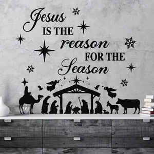 Christmas Nativity Scene Wall Decal for Xmas Holiday Room Living Room Decor - Picture 1 of 7