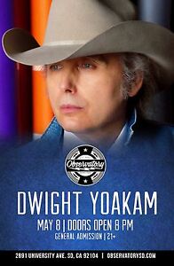 DWIGHT YOAKAM 2015 SAN DIEGO CONCERT TOUR POSTER- Country, Honky Tonk, Bluegrass