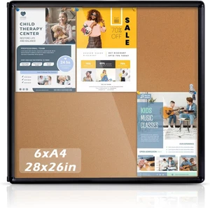 Enclosed Bulletin Board Cork Board 28X26 In, Lockable Wall Display Case with Loc - Picture 1 of 12