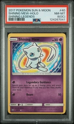 PSA 8(OC) 2017 Pokémon Sun & Moon Shining Mew - Holo Shining Legends #40 NM-MT - Image 1 of 2