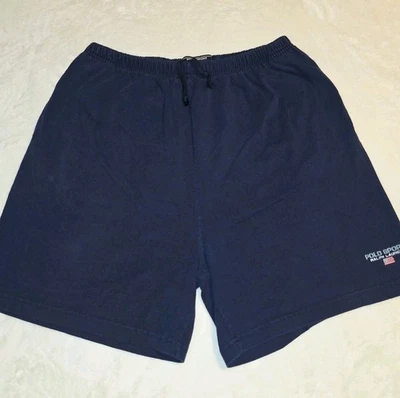 Винтажные мужские шорты Polo Sport Ralph Lauren размер XL темно-синий хлопок с логотипом флага США - Изображение 1 из 4