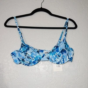 NWT Andie Blue Floral The Bermuda Swimsuit Top Size Small - Picture 1 of 8