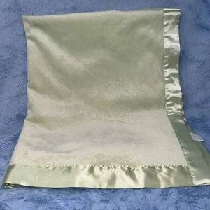 Vintage Carters Light Green Velour Plush Baby Blanket w/ Satin Trim & Backing - Picture 1 of 4