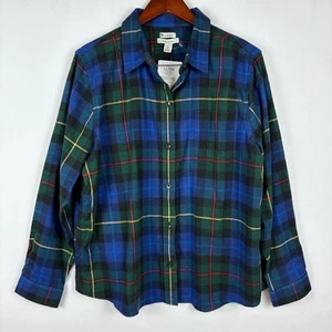 L.L. Bean Relaxed Fit Button Down Plaid Flannel Petite Shirt - Picture 1 of 6