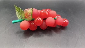 Cluster of Small  Red Grapes. Glass With Glass Leaves. D2213 - Picture 1 of 11
