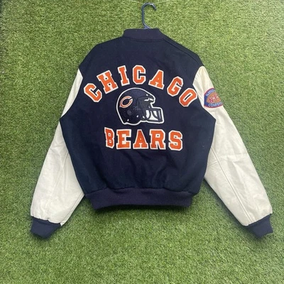 Chaqueta De Colección Chalk Line Chicago Bears Para Hombres XL Lana Universitaria Cierre a Presión Abrigo Años 80 Foto 1 de 4