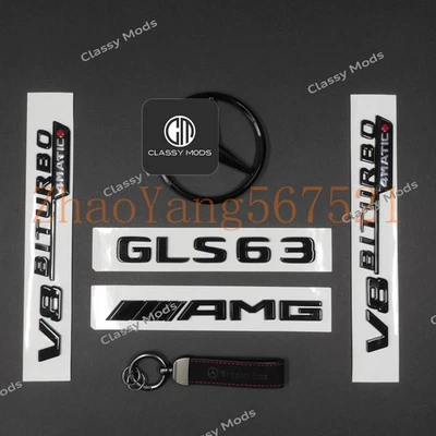 GLS63 AMG X167 Emblem Badge Combo SET Gloss Black - Image 1 of 4