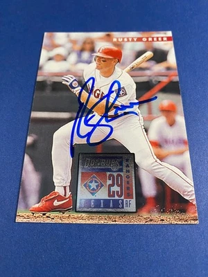 Rusty Greer 1996 Donruss #183 auto IP firmado Texas Rangers Trhof Alabama Foto 1 de 3