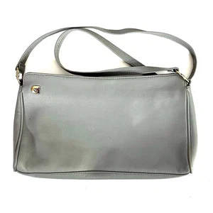 Ganson Shoulder Bag Clutch Convertible Grey Gray Leather Vintage - Picture 1 of 7