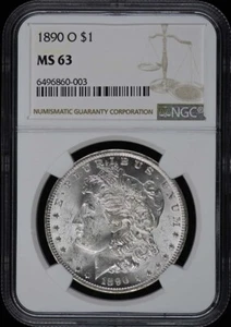 1890-O Morgan Dollar S$1 NGC MS63 - Picture 1 of 2