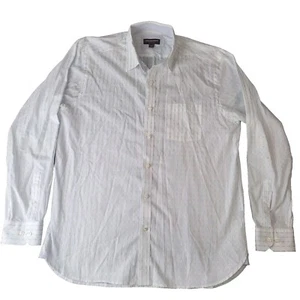 Johnston & Murphy Shirt Mens Large White Stripe Long Sleeve Button Up Flip Cuff - Picture 1 of 10