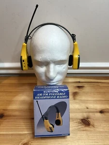 Suntone Yellow Lightweight Wireless AM/FM Foldable Headphone Radio #RR407 NIB - Picture 1 of 17
